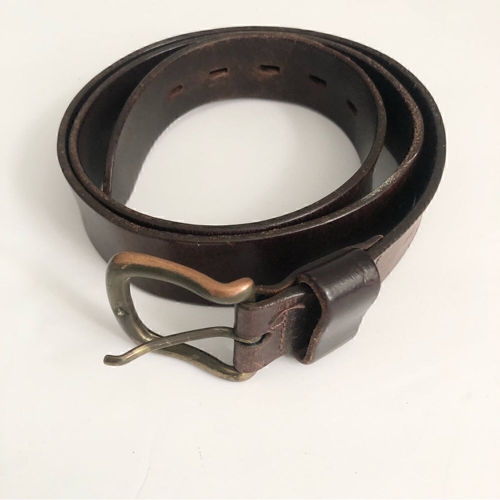 Britches Made in England brown leather belt with brass buckle